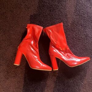 Red vinyl boots! Size 39 new